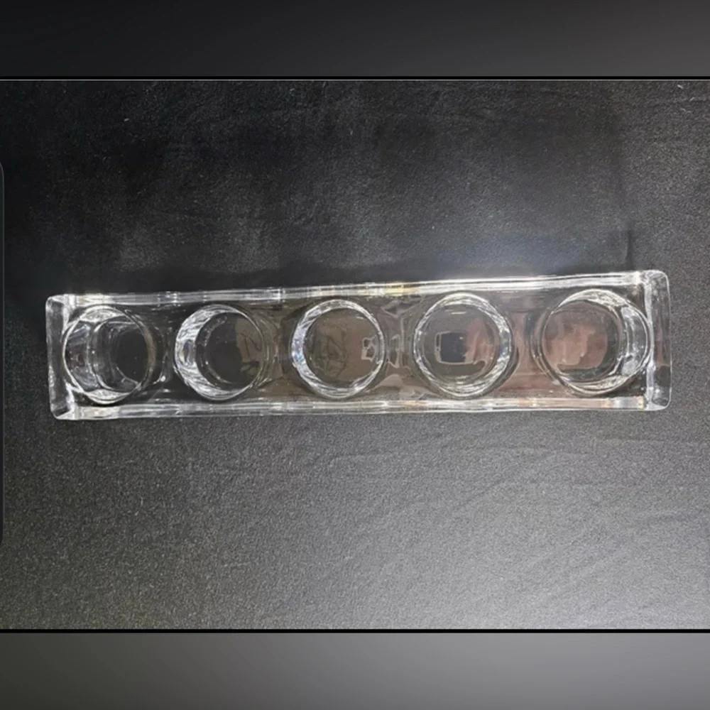 Heavy Block Chunky Glass 5-Tealight Candle Holder Tabletop Decor #1230257 - Picture 3 of 5